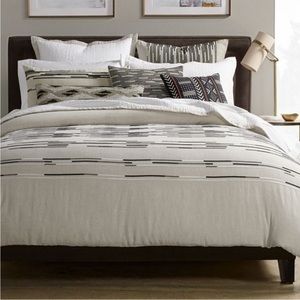 Hotel Collection Global Stripe 100% Linen Duvet Cover & Two Linen Euro Shams